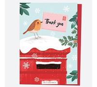 Christmas Thank You Open Out Cards - Postbox & Robin - Special Delivery - Pack of 10. Robin Christmas Thank You Cards, Postbox Christmas Thank You Cards, Cute Christmas Thank You Cards. (11 0030)