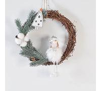 Christmas Thanksgiving Rattan Wreath Ornaments Small Doll Decoration Wall-mounted Door Lintel Festive Souvenirs-fighting Five-pointed Star Angel Wreath Ring Autumn Decorations