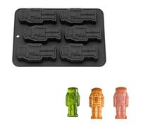 Christmas Theme 6 Hole Nutcrackers Cake Mold Baking Tool for Family Baking and Holiday Treats Making Accessories Multipurpose Dessert