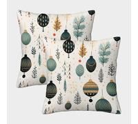 Christmas Theme Cute Patterns Cushion Cover 2 Pack Decorative Machine Washable Pillowcases Square Cushions with Invisible Zipper Cushion Covers for Sofa Couch Home Bedroom Throw Pillow Cases 40x40cm
