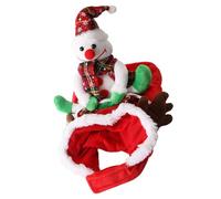 Christmas Theme Dog Clothing Snowman Riding Costume with Fast Release Buckles Festival Jumpsuits for Holiday Parties Holiday Dog Party Costume Snowman Riding Outfit Quick Release Buckles Breathable