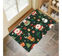 Christmas Theme Door Mats Indoor 60 X 90 Cm, Santa Claus Reindeerdurable Interior Doormat,High Absorbent Non Slip Floor Mat Welcome Entrance Doormats Machine Washable Low Profile Doormat Olive Green