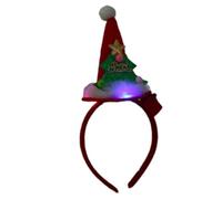 Christmas Theme Headband Festival Props Santa Hat Hairhoop Seasonal Headwear Holiday Celebration LED Christmas Hairband