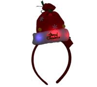 Christmas Theme Headband Festival Props Santa Hat Hairhoop Seasonal Headwear Holiday Celebration LED Christmas Hairband