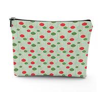 Christmas Theme,Makeup Bags Travel Makeup Bag,Baubles on Snowy Winter Xmas Print,for Women Large Cosmetic Bag Linen Makeup Organizer Toiletry Bags Purse Pouch,Green Red,7x9in