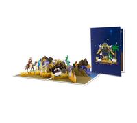 Christmas Theme Popup Greeting Card Handmade Festival Gifts Postcard With Envelope Nativity Scene Surprise Card Home Office Decoration