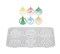 Christmas Theme Silicone 6 Cavities Pendant Molds with Hole for Epoxy Resin Soap Holiday Tree Decoration Christmas Decoration Silicone Molds
