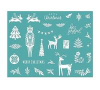 Christmas Theme Silkscreen Stencil,Reusable Self-Adhesive Silk Screen Printing, for Decor/Printing on Wood/Fabric/Wall/Cup/Plate/Glass/Paper, Home Christmas Decorations(8.5x11inch)