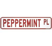 Christmas Theme Street Sign 16" x 4" Holiday Humor Ornament Novelty Home Decor (PeppermintStreet)