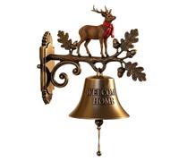 Christmas Theme Welcome Bell, Christmas Bell Decorations, Welcome Holiday Chime, Rustic Style, Metal Hanging Design, 18x18cm, For Entryway, Porch, Indoor Or Outdoor