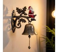 Christmas Theme Welcome Home Bell - Metal Decorative Doorbell with Cute Penguin/Reindeer/Snowman/Santa Claus - Engraved Holiday Bell for Wall, Entryway, Porch Decor (C)