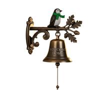 Christmas Theme Welcome Home Bell, Vintage Christmas Metal Decorative Doorbell with Cute Penguin, Reindeer, Snowman and Santa Claus, Xmas Home Decor for Wall, Entryway, Porch (Penguin)