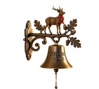 Christmas Theme Welcome Home Bell, Vintage Christmas Metal Decorative Doorbell with Cute Penguin, Reindeer, Snowman and Santa Claus, Xmas Home Decor for Wall, Entryway, Porch (Reindeer)