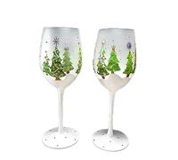 Christmas Theme Wine Glasses Crystal Glass Hand Painted Wine Glasses Champagne Glasses- Set of 2 (Snowflake Christmas)