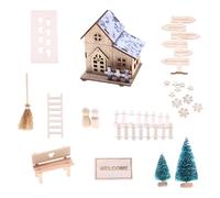 Christmas Theme Wood Doll House Building Set Includes Accessories And Energy Efficient LED Light For Children Room Decors Christmas Doll House Kits With LED