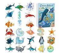 Christmas - Themed Acrylic Display, Festive Sea Creatures Chart, Holiday Learning Chart, Winter Family Countdown | Sign