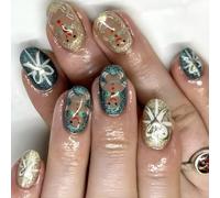 Christmas Themed, Acrylic Nails Art, 24pcs | Short Acrylic Nails with Designs for Women, Christmas, Manicure Nails Art for Holiday Celebrations