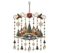 Christmas-themed Crystal Wind Chime,stained Glass Style Hanging Sun Catcher