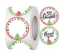Christmas Themed Direct Thermal Labels,2 inch Color Coding Dot Happy New Year Labels for Thermal Label Printer Shipping Label Printer for Xmas New Year Party Business 500 Pcs Per Roll