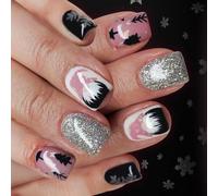 Christmas Themed Fake 24 Pieces Santa Snowflakes Design Easy Application ABS ABS Holiday Press On