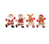 Christmas-Themed Hanging Ornaments, Dancing Santa, Snowman, Reindeer and Bear Fabric Dolls - Small Decorative Pendants Suitable for Window, Door, Christmas Tree and Gift Decorations (ALL)