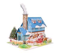 Christmas Themed House Train Model Educational Puzzle Craft Tool Safe Paper Materials Kids Activity Paper Card Jigsaws Christmas Puzzle Toy for Kids