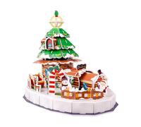 Christmas Themed House Train Model Educational Puzzle Craft Tool Safe Paper Materials Kids Activity Card Jigsaws Holiday Family Bonding Craft Set Tree Decor Model Building Toy for Kids Educational