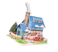 Christmas Themed House Train Model Educational Puzzle Craft Tool Safe Paper Materials Kids Activity Card Jigsaws Holiday Family Bonding Craft Set Tree Decor Model Building Toy for Kids Educational