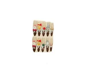 Christmas-Themed Instant-Wear Nail Tips Highly Transparent Base for Long-Lasting Adhesion 3D Christmas Motifs for Bespoke Pointed Nail Art ,XS
