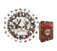 Christmas Themed Interactive Wreath Jigsaw Puzzles for Adults Christmas Wooden Puzzles for Men Boys Girls Youth Teens Husband Son Daughter Family Friends Coll