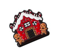 Christmas Themed Kitten Bowknot Brooch Gingersnap Cookie Lapel Pin Festive Jewelry Party Outfit Accessory Alloy Bowknot Lapel Pin, One Size, as described