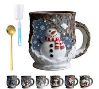 Christmas Themed Mugs Collection, 3D Cute ChristmasThemed Coffee Mugs with Festive Design, Festive Coffee Mug for Hot Beverages, Dishwasher & Microwave Safe (E-Snowman)
