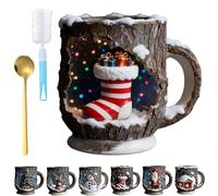Christmas Themed Mugs Collection, 3D Cute ChristmasThemed Coffee Mugs with Festive Design, Festive Coffee Mug for Hot Beverages, Dishwasher & Microwave Safe (F-Christmas Stockings)
