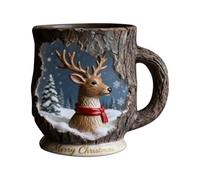 Christmas Themed Mugs Collection, Christmas Coffee Mark Cups, Handcrafted Exquisite 3D Design Xmas Cups for Hot Chocolate Hot Cold Beverages, Gift for Woman Man Girl Kids (D)