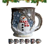 Christmas Themed Mugs Collection, Xmas Tree Trunk Mug with Window Scene - Santa, 3D Cute Unique Themed Cup for Hot Beverages, Snow Cabin Ceramic Collectible Holiday Coffee Mugs for Festive Gifts(B)