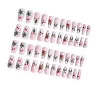 Christmas Themed Nails Art Decals 24 Pieces Red White Snowflakes And Bows Design Professional Occasion Faux Nail
