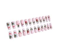 Christmas Themed Nails Art Decals 24 Pieces Red White Snowflakes And Bows Design Professional Occasion Faux Nail