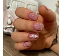 Christmas Themed Press On Nails 24Pieces Snow Design Easy Application False Nails For Women Holiday Essential Press On Nail