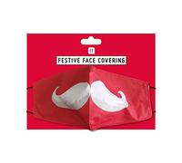 Christmas Themed Red Fabric Santa Face Mask Covering | 100% Cotton, Machine Washable, Adjustable | One Size, Novelty, Xmas Gift, Present, Festive, Travel, Shopping, Seasonal