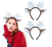 Christmas-Themed Snowflake Deer Ear Headband, Christmas Reindeer Antlers Headbands for Women, Xmas Brown Hairbands for Family Holiday Costumes, Christmas Photos & Party Headwear (B 2Pc)