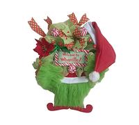 Christmas Thief Wreath for Front Door Christmas Decorations Elf Body Garland Plush Green Monster Wreath Home Decor (Green, 30cm/11.81inches)
