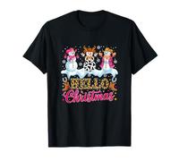 Christmas Three Colorful Leopard Snowmen Costume Westen T-Shirt