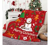 Christmas Throw Blanket 150x100cm - Soft Cozy Gift Christmas Tree Design -Cute Christmas Blanket Santa Claus Decor For Bed Sofa -Personalised Xmas Throw Funny Beautiful Ambiance Gift (Snowman)