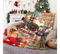 Christmas Throw Blanket 150x100cm - Soft Cozy Gift Christmas Tree Design -Cute Christmas Blanket Santa Claus Decor For Bed Sofa -Personalised Xmas Throw Funny Beautiful Ambiance Gift (Garland)