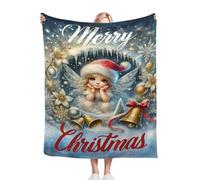 Christmas Throw Blanket, Flannel Soft Throw Warm Blanket for Bed, Comfortable Xmas Snowman Gingerbread Man Candy Lightweight Blankets for Sofa,Bed-Fairy||50x40 Inch