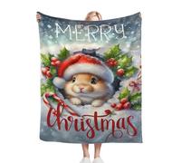 Christmas Throw Blanket, Flannel Soft Throw Warm Blanket for Bed, Comfortable Xmas Snowman Gingerbread Man Candy Lightweight Blankets for Sofa,Bed-Bunny||50x40 Inch