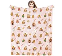 Christmas Throw Blanket Gingerbread Winter Fleece Flannel Blanket Merry Soft Cozy Plush Blankets for Couch Bed Sofa Joy Holiday Decor 60"X50"