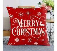 Christmas Throw Pillow Covers,17.5''x17.5'' Linen Xmas Element Plaid Cushion Cover Decorative Square Pillowcases with Invisible Zipper for Living Room Sofa Bedroom(Style B4)