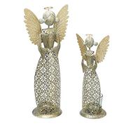 Christmas @ Thumpers Heaven Sends Gold Metal Angel T-Light Holder Set