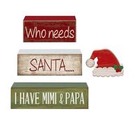 Christmas Tier Tray Decorations Set,Santa Hat Stackable 4 Pieces - Christmas Center Decoration Level Tray Table Signs - For Shelf Desk Living Room Country House Restaurant Dormitory Lee